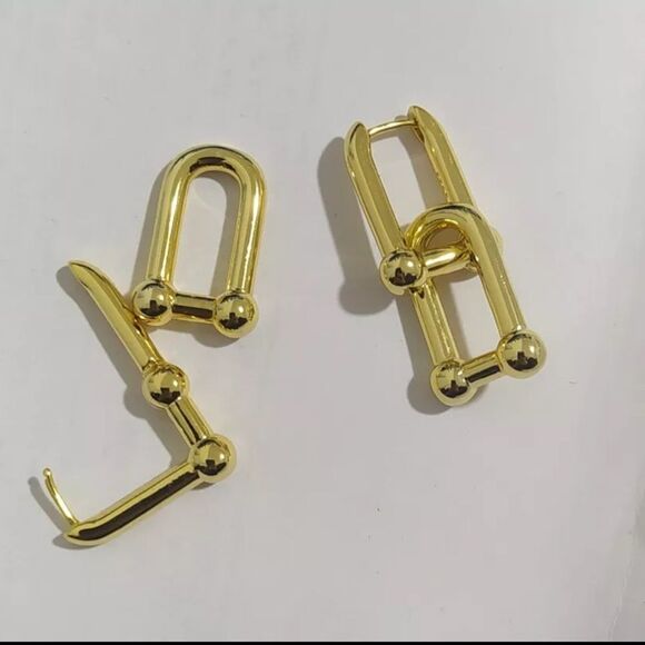 The U Link 2 in 1 Statement Drop Earring in Gold 925/14k - Picture 2 of 9